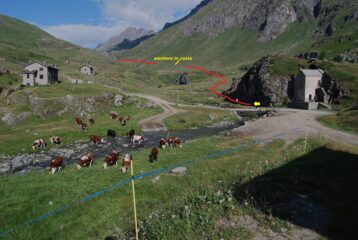 A Dondena il percorso seguito, sulla sx del torrente, per raggiungere il sentiero 8C senza passare dal rifugio