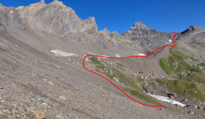 percorso scialpinistico salito sino al colletto