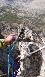 Vecchio cordone sul sasso indicato che si muove.