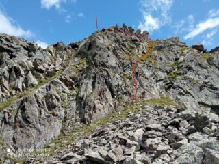 la linea seguita nella breve arrampicata
