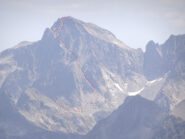 Il percorso dalla breche Ciseaux alla cima visto dal Pic di Midi d'Ossau
