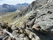 La vertiginosa spaccatura poco prima della cima