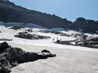 Nevaio verso l'attacco della cresta Sud-Ovest