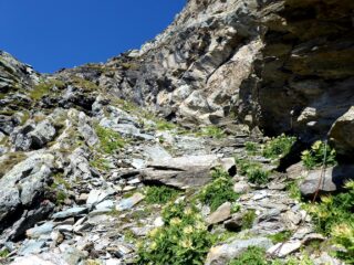 Alla base del canale-cengia.