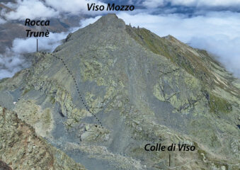 Percorso di discesa verso il Colle di Viso