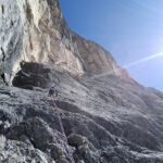 Sulle placconate sprotette dei sudtirolesi, in vista della cengia mediana