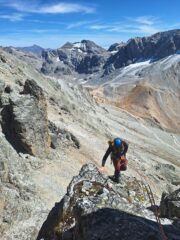 Uscita di L5 con vista su ciò che resta dei ghiacciai del Sommeiller e del Niblè