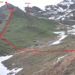 La via di salita vista quando si abbandona la poderale