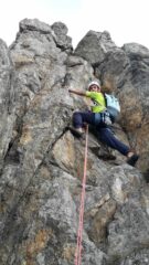 Paolo sulla fessura al torrione San Pietro..