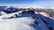 Dalla cima. Vista direzione Monviso e strada dei Cannoni (ben visibile). 