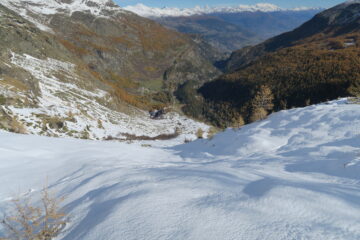 da qui (Plan Petet) fino ad Orfeuille neve dura a gobbe