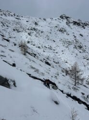 Qualche guado ci obbliga a togliere gli sci