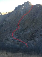 Probabile tracciato del vecchio sentiero verso la dorsale Pace Bartivolera dal Colletto del Grupas