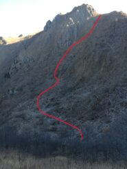 Probabile tracciato del vecchio sentiero verso la dorsale Pace Bartivolera dal Colletto del Grupas