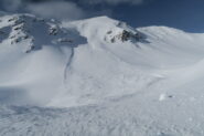 una robusta slavina sotto il Mont Flassin