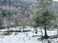 il punto di riferimento per partire e la cascata in lontananza 