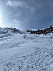 In discesa dal pendio-canale Nord