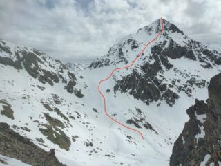 La linea vista dalla forcella da cui parte il secondo canale di giornata