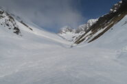 il vallone dove scorre il torrente ben ricoperto dalla neve