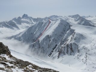 Il couloir NE visto dalla Mait d'Aval