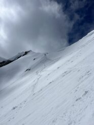 Discesa dall'Aletschjoch, con qualche curva sul ripido