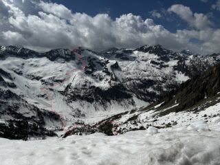 Dal Remondino vista sulla bella discesa al Piano della Casa appena fatta