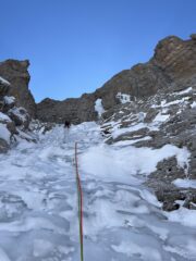 Quinto tiro, ghiaccio facile poi neve fino a dove inizia la bellissima colata finale
