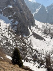 Il traverso che parte dal Passo di Corna Busa