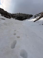 pendenza 40°, si punta sotto la barra rocciosa