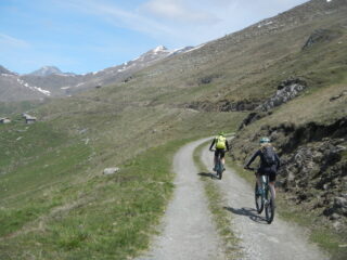sterrato a mezza costa in direzione dell'Alpe Chiet