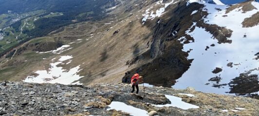 Sul pendio finale, pressochè pulito dalla neve