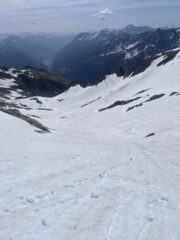 discesa nel canalone a est del pizzo