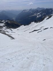 discesa nel canalone a est del pizzo