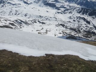 dall'anticima, pendii nevosi fino alla strada
