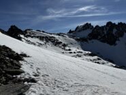 Dal Colle della Lausa la vetta con i pendii che abbiamo tagliato ramponi ai piedi
