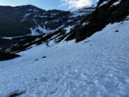 Dal Lac D'Arcelle vista della meta e dei pendii finali