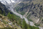 Il percorso di salita ai Casolari dell’Herbetet visto salendo all’Alpe Money