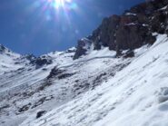 Il margine superiore della valanga che si è staccata da sotto quota 2767.