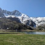 Conca dell'Angeloga con vista sul Pizzo Stella e i suoi canali: Federica, Vittoria e Centrale, da sinistra a destra