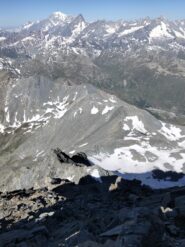 panorama verso il Bianco da poco sotto la fine della cresta