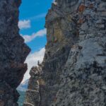 La sosta del decimo tiro vista dalla ferrata