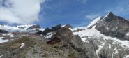 Da sx Breithorn Orientale, Gemello del Breithorn, Roccia Nera, Polluce, Castore e Punta Perazzi, con il rifugio Mezzalama