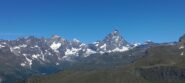 Su, un panorama da sogno: da sx Dent d'Herens, Dent Blanche, Cervino, Zinalrothorn, Weisshorn