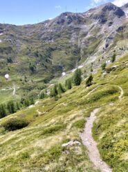 il ripido sentiero che scende verso il vallone di Barasson