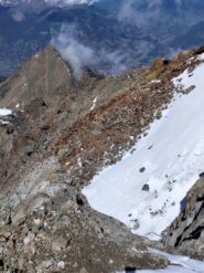 il ripido nevaio dove ho preferito mettere i ramponi