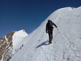 Superata la sezione più ripida,quasi al colle del Felik.