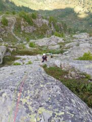 La bella placca a circa metà salita