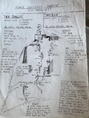 Lo schizzo originale della via, alcuni gradi sono poi stati rivisti, tipo il penultimo è diventato 7b.