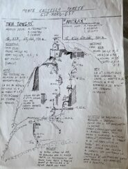 Lo schizzo originale della via, alcuni gradi sono poi stati rivisti, tipo il penultimo è diventato 7b.