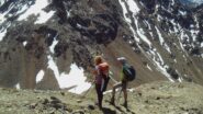 Si esce sulla cresta finale, sotto il Colle Carrel
